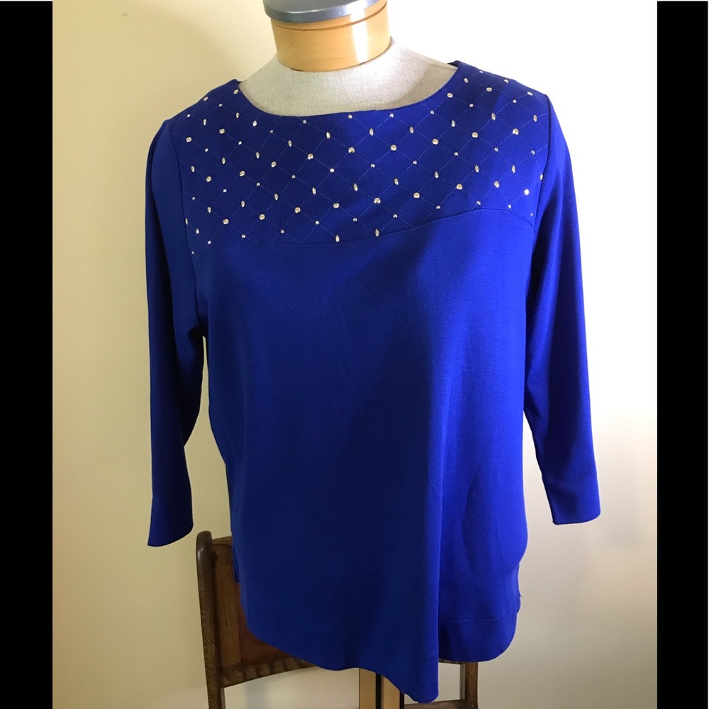 Women’s Plus NWT Rafaella Blue Top w/Gold Accents